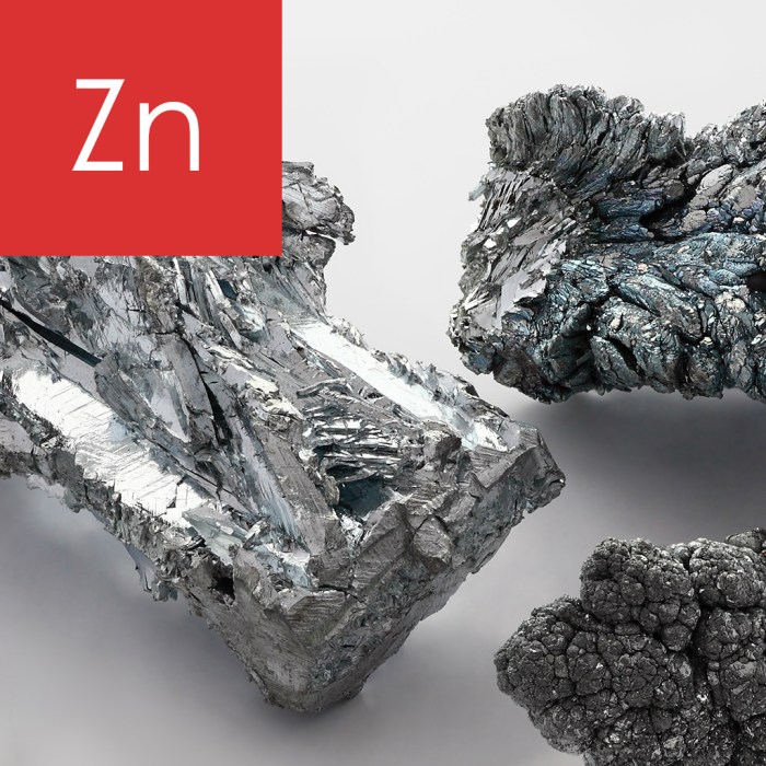 Zinc elements metal piece zn chemical brittle